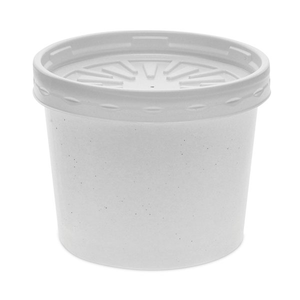 Pactiv Paper Round Food Container/Lid Combo, 12oz, 3.75"d x 3h", White, PK250 PK D12RBLD